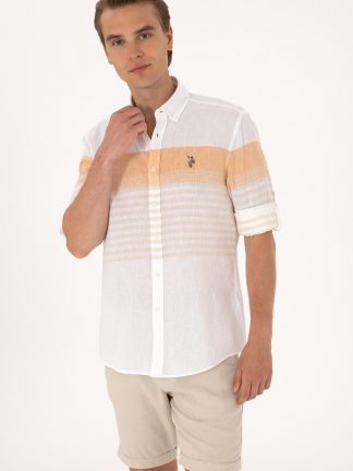 پیراهن مردانه خربزه ای یو اس پولو