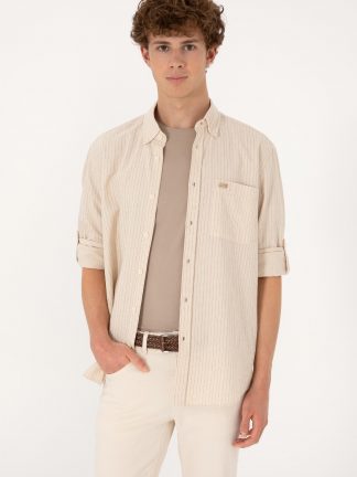 پیراهن مردانه کرم یو اس پولو