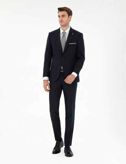 کت و شلوار مردانه سرمه ای پیرکاردین