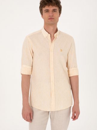 پیراهن مردانه زرد تیره یو اس پولو