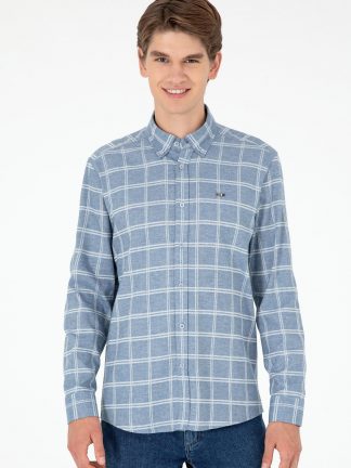 پیراهن مردانه آبی روشن یو اس پولو