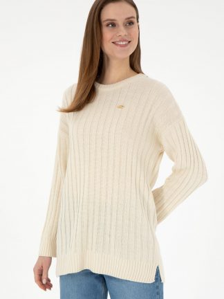 پلیور زنانه کرم یو اس پولو