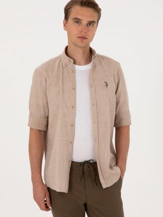 پیراهن مردانه شتری یو اس پولو