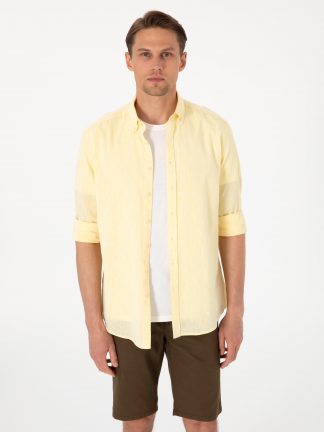 پیراهن مردانه زرد پیرکاردین