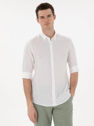 پیراهن مردانه سفید پیرکاردین