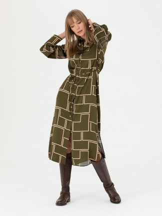 پیراهن زنانه قهوه ای پیرکاردین