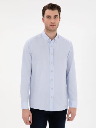 پیراهن مردانه آبی روشن پیرکاردین