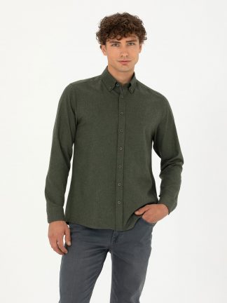 پیراهن مردانه خاکی روشن پیرکاردین