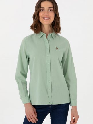 شومیز زنانه آبی فیروزه ای یو اس پولو