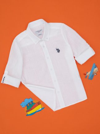 پیراهن پسرانه سفید یو اس پولو