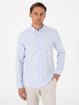 پیراهن مردانه آبی روشن پیرکاردین