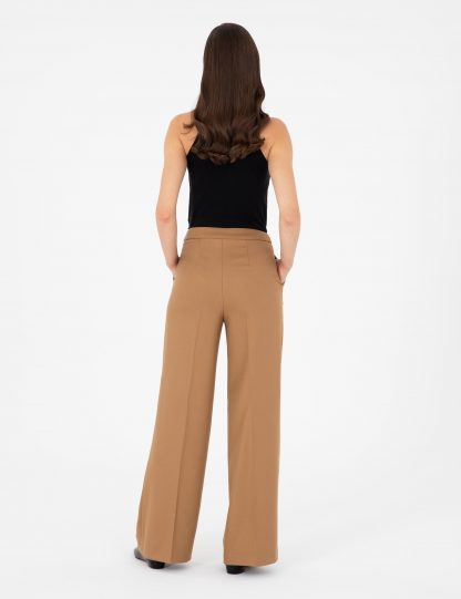 شلوار پارچه ای زنانه شتری پیرکاردین