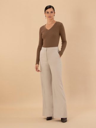 شلوار پارچه ای زنانه کرم پیرکاردین