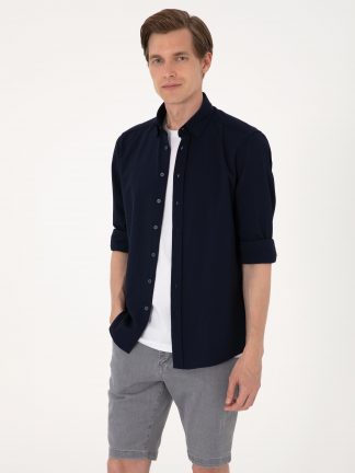 پیراهن مردانه سرمه ای پیرکاردین