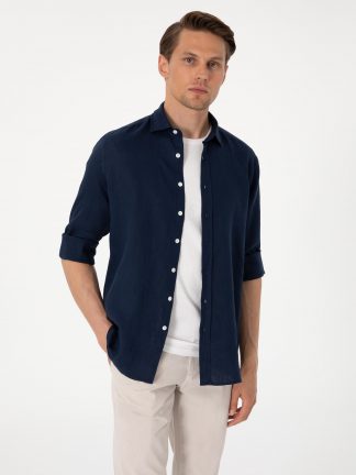 پیراهن مردانه سرمه ای پیرکاردین