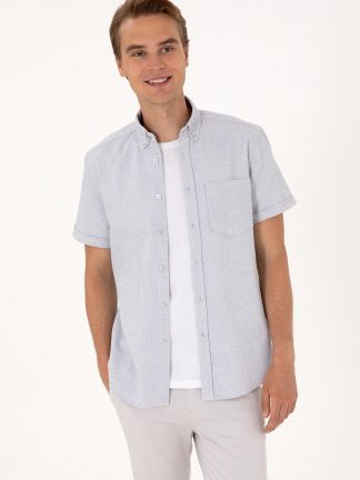 پیراهن آستین کوتاه مردانه خاکستری روشن یو اس پولو