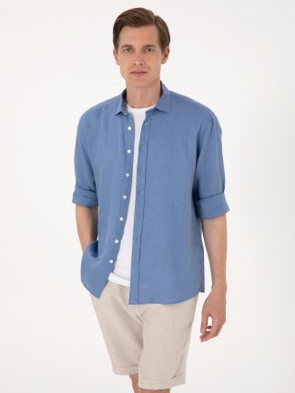 پیراهن مردانه آبی پیرکاردین