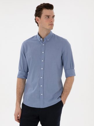 پیراهن مردانه آبی پیرکاردین