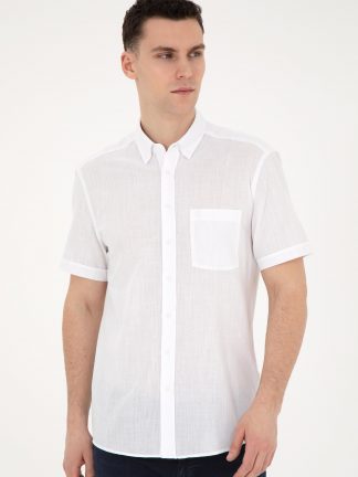 پیراهن آستین کوتاه مردانه سفید پیرکاردین