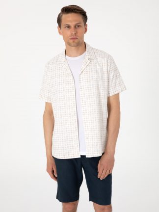 پیراهن آستین کوتاه مردانه بژ پیرکاردین