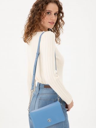 کیف دوشی زنانه آبی یو اس پولو