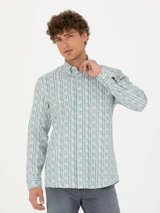 پیراهن مردانه نعنایی تیره پیرکاردین