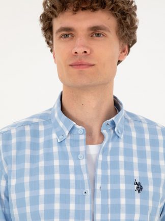 پیراهن مردانه آبی روشن یو اس پولو