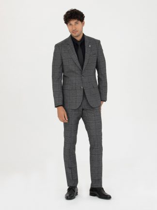 کت و شلوار مردانه خاکی ملانژ پیرکاردین