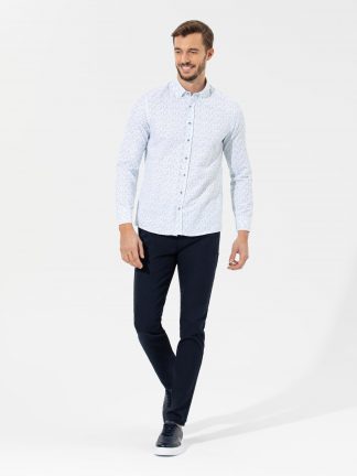 شلوار کتان مردانه سرمه ای پیرکاردین