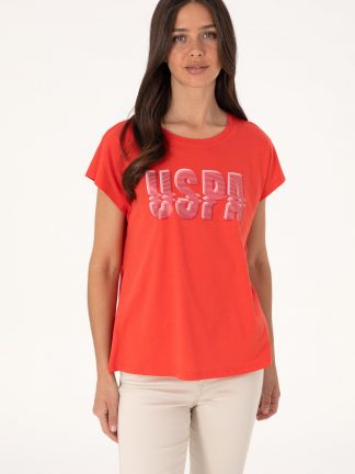 تیشرت زنانه قرمز یو اس پولو