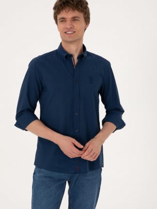 پیراهن مردانه نیلی یو اس پولو