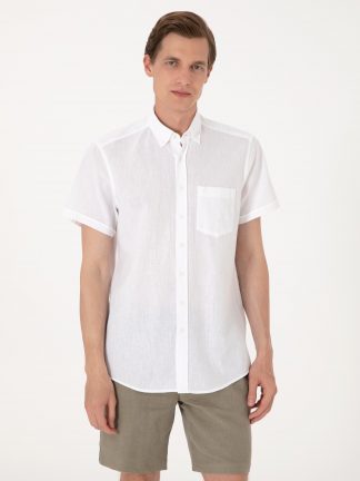 پیراهن آستین کوتاه مردانه سفید پیرکاردین