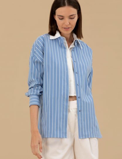 شومیز زنانه آبی پیرکاردین