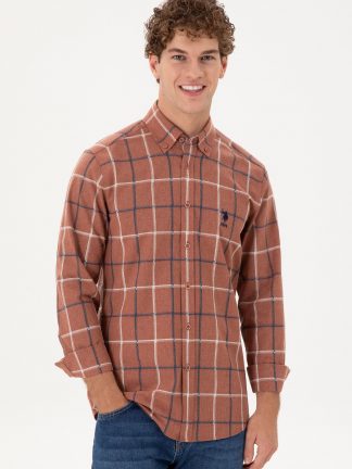 پیراهن مردانه آجری یو اس پولو