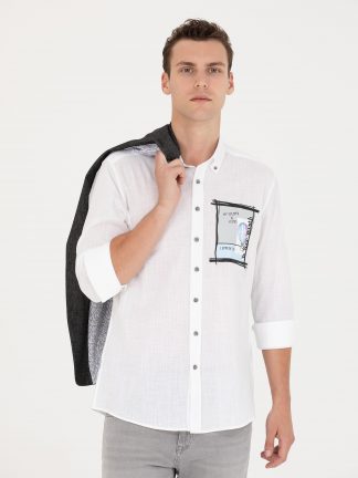 پیراهن مردانه سفید پیرکاردین