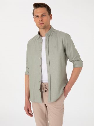 پیراهن مردانه خاکی روشن پیرکاردین