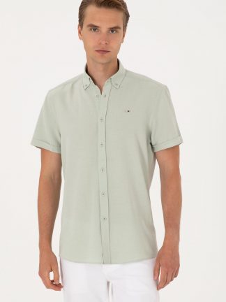 پیراهن آستین کوتاه مردانه آبی فیروزه ای یو اس پولو