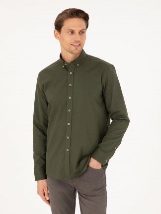 پیراهن مردانه خاکی روشن پیرکاردین