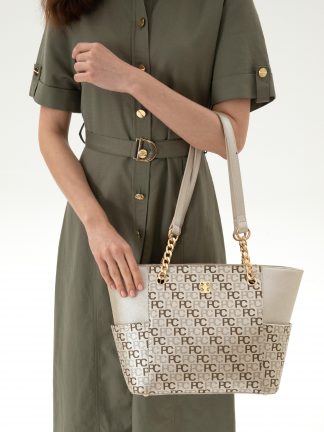 کیف دوشی زنانه طلایی پیرکاردین