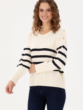 پلیور زنانه کرم یو اس پولو