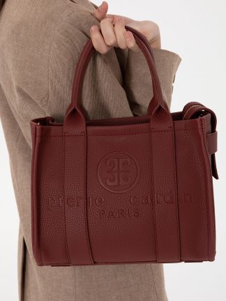 کیف دوشی زنانه زرشکی پیرکاردین