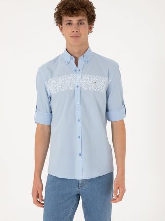 پیراهن مردانه آبی روشن یو اس پولو