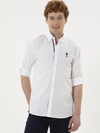 پیراهن مردانه سفید یو اس پولو