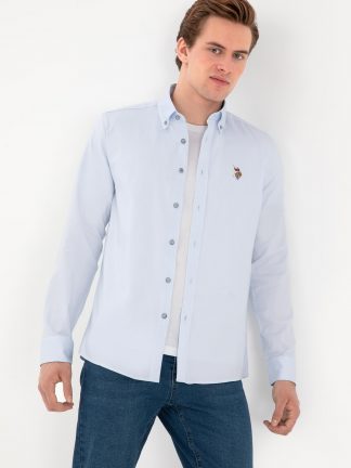 پیراهن مردانه آبی روشن یو اس پولو