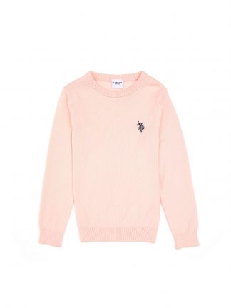 پلیور دخترانه صورتی پودری یو اس پولو