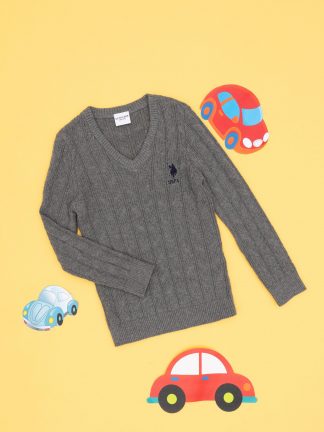 پلیور پسرانه خاکی ملانژ یو اس پولو