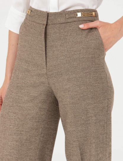 شلوار پارچه ای زنانه شتری پیرکاردین