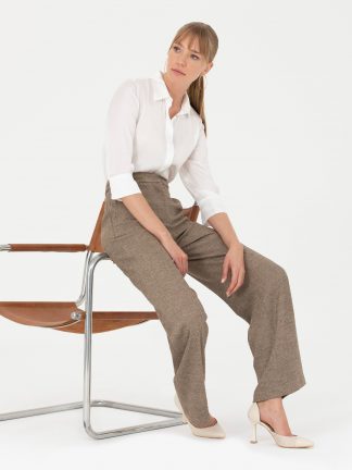 شلوار پارچه ای زنانه شتری پیرکاردین