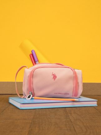 جامدادی دخترانه صورتی پودری یو اس پولو