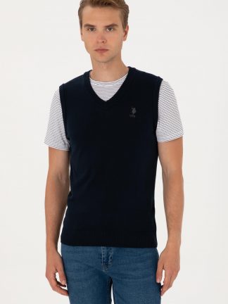 جلیقه مردانه سرمه ای یو اس پولو